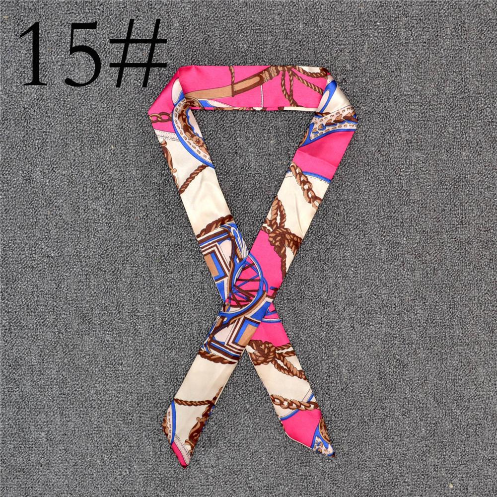 Fashion Color Printing Long Silk Scarf Women Ribbon Neckerchief Print 4cm Thin Narrow Scarves Bag Hair Band Ribbon Headscarve