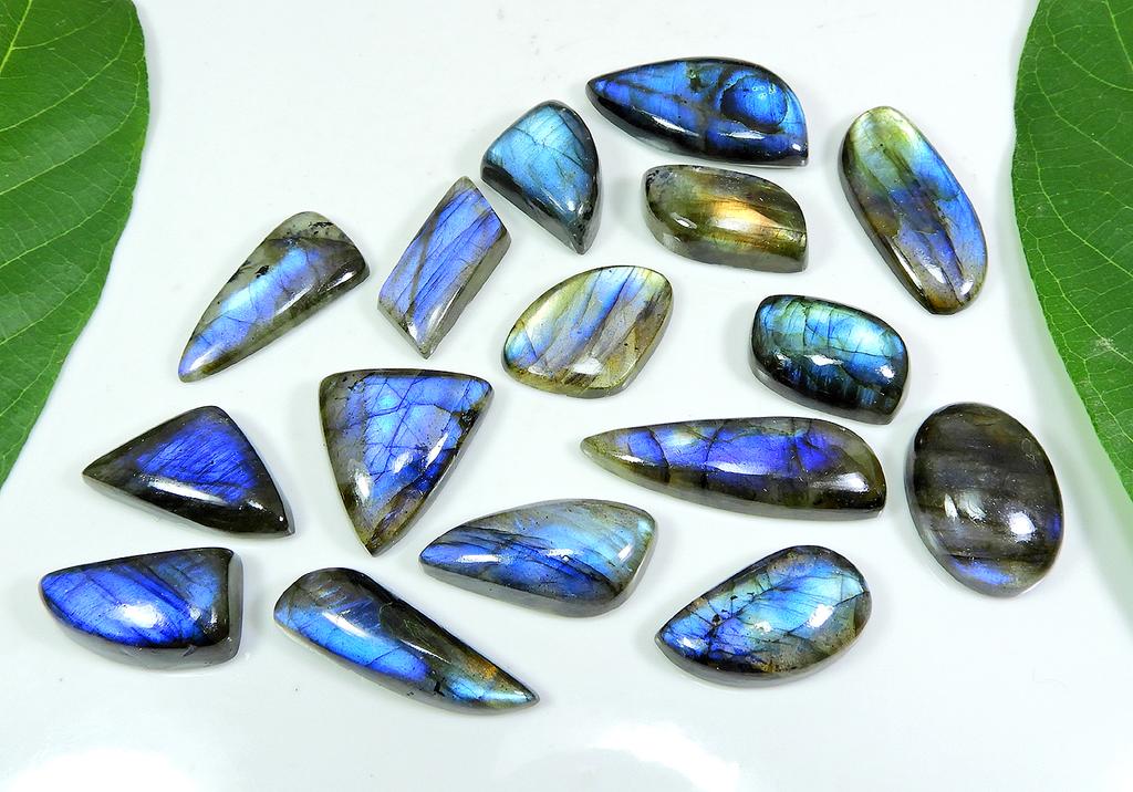 16 шт. НАТУРАЛЬНЫЙ ГОЛУБОЙ ЛАБРАДОРИТ, КОЛЬЦО-КАБОШОН, РАЗМЕР ДРАГОЦЕННОГО КАМНЯ 19-34 ММ LL-610