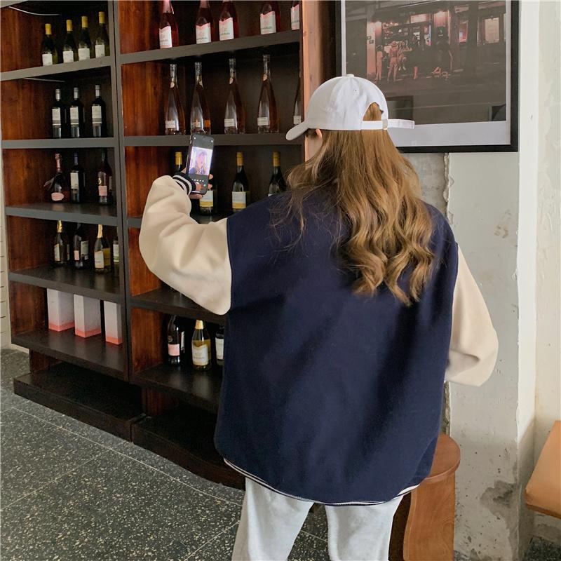 Harajuku Fashion Varsity Jacket Women Oversized Bomber Jackets Y2k Streetwear Baseball Coat Vintage College Uniform