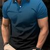 Мужская градиентная сине-черная повседневная удобная рубашка поло с коротким рукавом, подходящая для делового и семейного использования