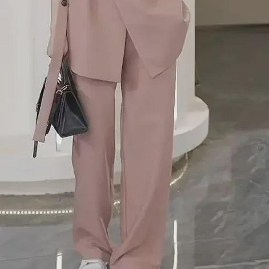 2024 Весна/Осень Большой размер Стиль невестки Свободные брюки широкого кроя Костюм-двойка для женщин