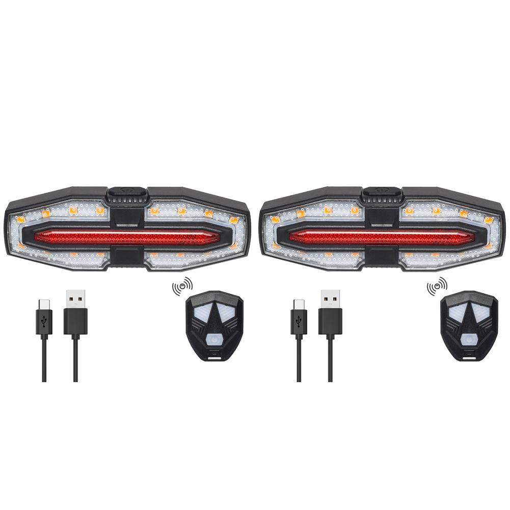 1-5Pcs Bike Tail Light Rechargeable Cycling Back Light with Turn Signals Wireless Remote Control Warning Cycling Light for Night