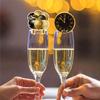 12pcs 2025 Happy New Year Glasses Identifier Champagne Paper Card Topper Christmas Cups Insert Xmas Home Party Decor Supply