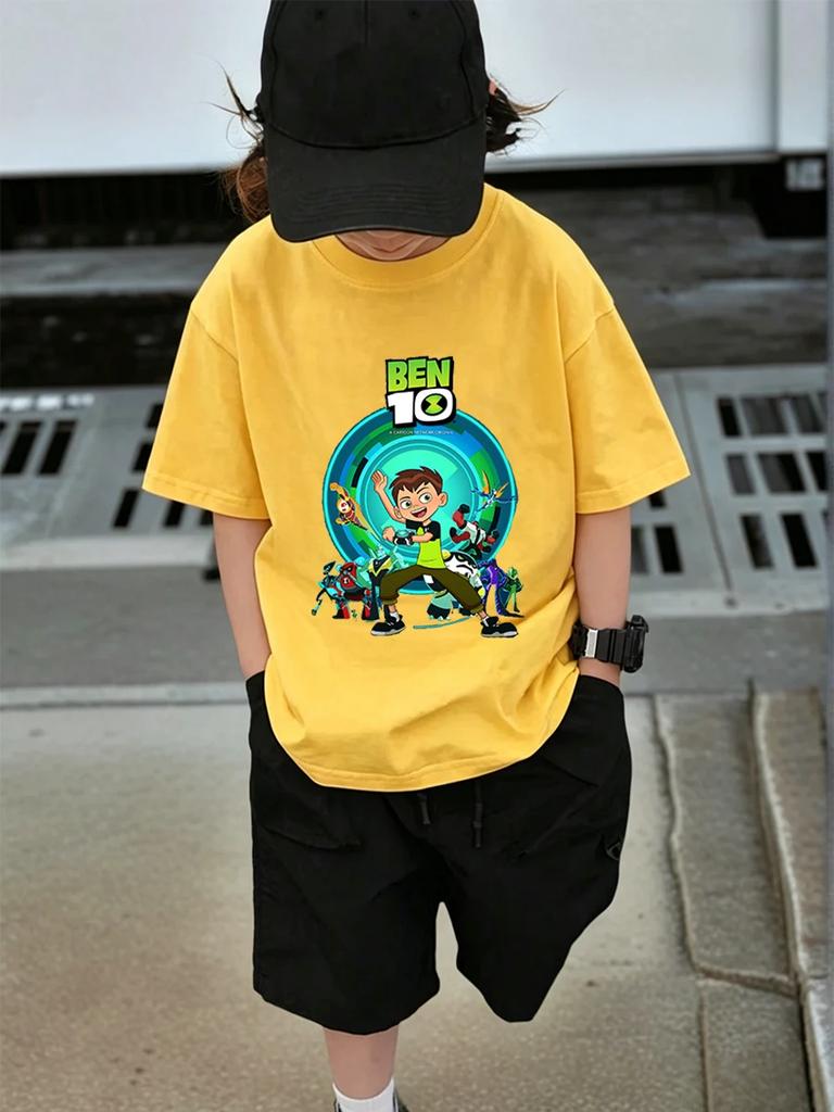 Grey Matter Ben 10 Short Sleeve Kids T Shirt Summer Cute Cartoon Crewneck Boys Girls 3-14