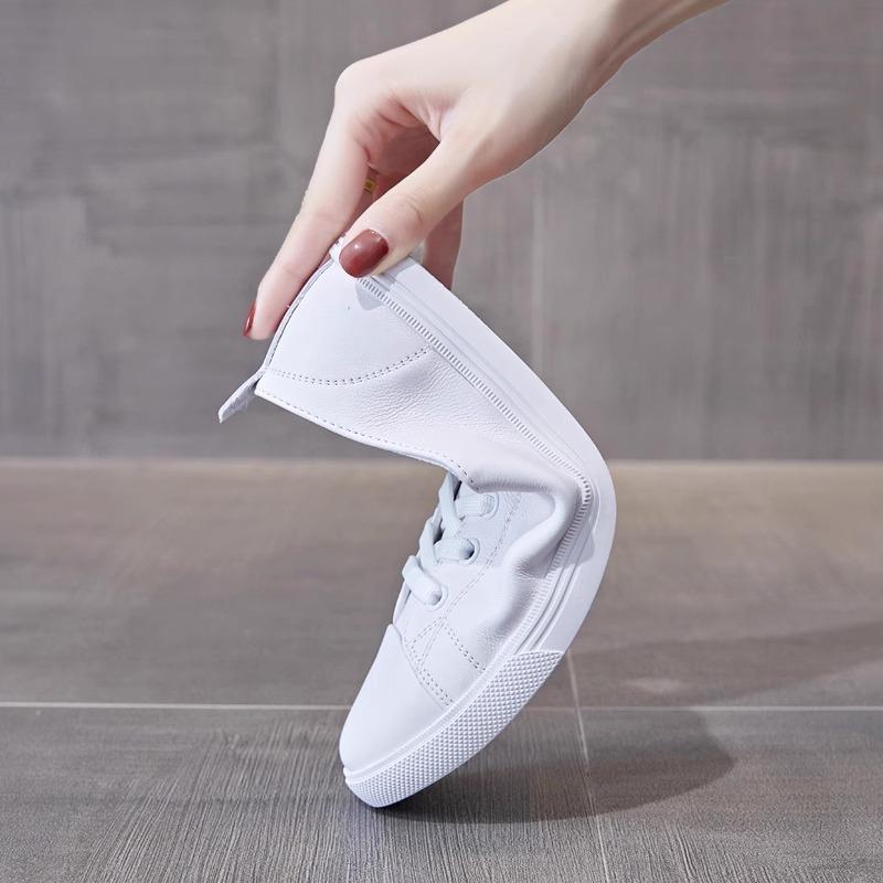 Универсальные маленькие белые туфли женские туфли весна и осень новые белые спортивные и повседневные модные плоские кожаные