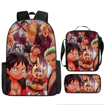 Анимация ONE PIECE школьный рюкзак из трех частей игровой периферийный рюкзак большой вместимости для ученика средней школы для улицы, кампуса, сумка для компьютера