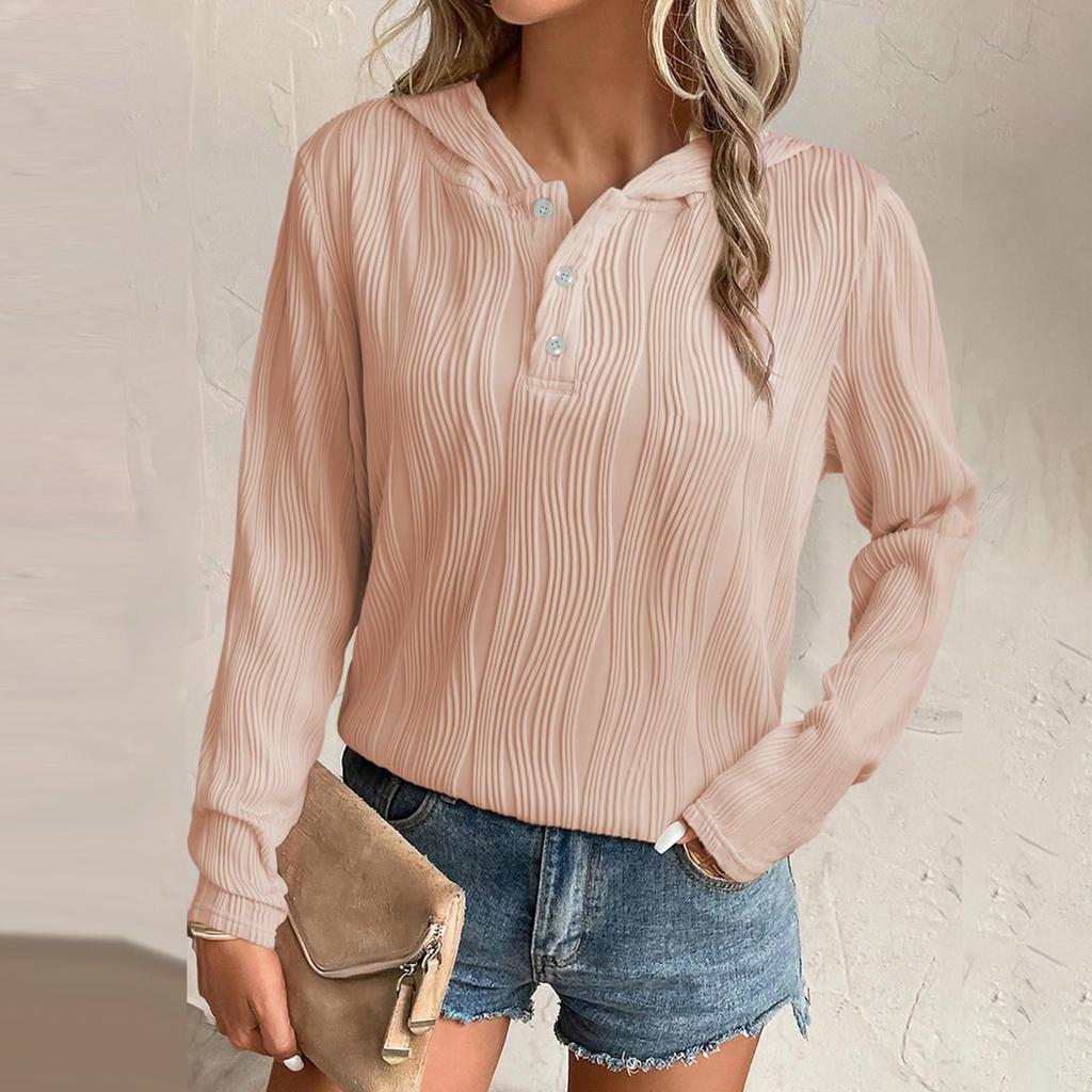 Womens Sweatshirts Hoodies Casual Loose Long Sleeve V Neck Button Down Shirts Tops Pullover Fall Clothes Outfits