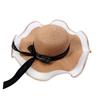 New Female Net Yarn Straw Hat Outdoor Hat Beach Hat Sun Straw Hat Wide Brim Floppy Hat
