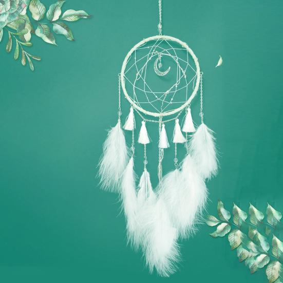 Dream Catcher Eye-catching Creative Shape Iron Ring LED Moon Dream Catcher Wall Art Ornament for Home