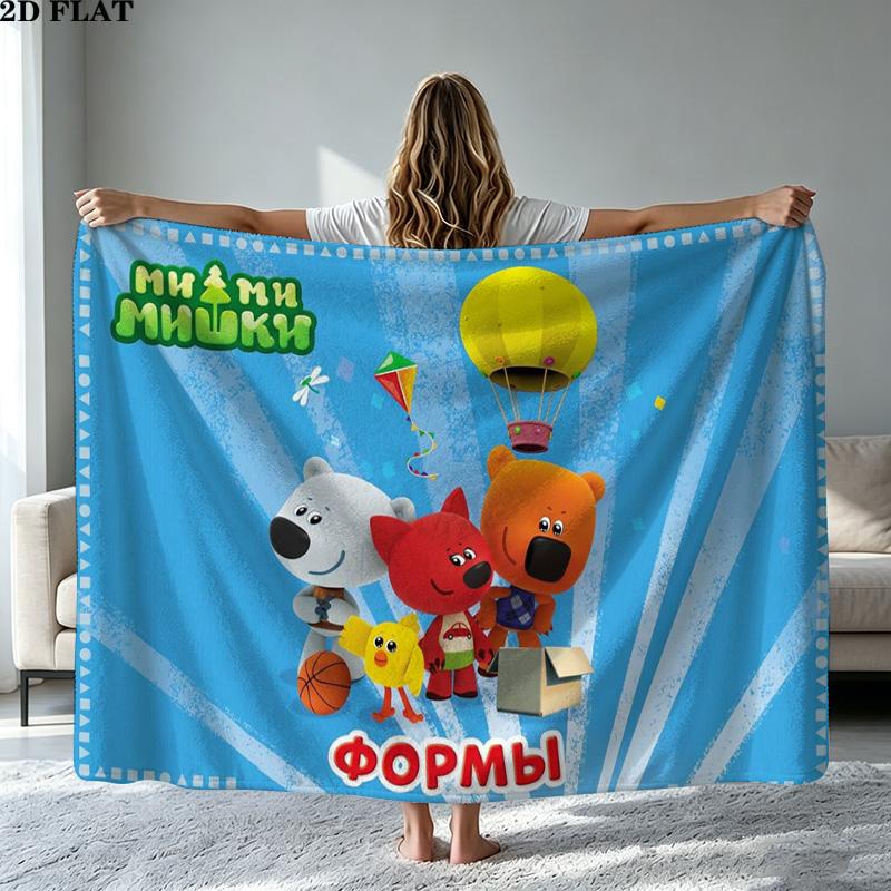 Be-be-bears Print Flannel Blanket High Quality Warm Comfortable Cover for All Seasons Perfect for Gifts Home Decor