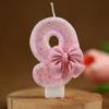 Cute Pink Bow 3D Digital Cake Candles, Suitable for Birthday Party Decorations, Birthday Decorations, Cake Decorating Tools