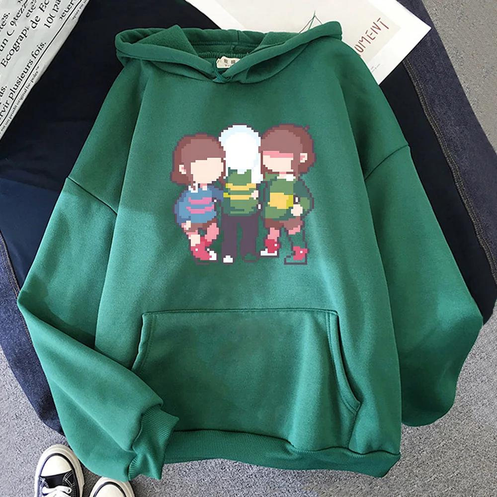 Undertale Chara Популярные персонажи Печать Толстовки Осенняя свободная флисовая одежда Высококачественные графические свитера с капюшоном
