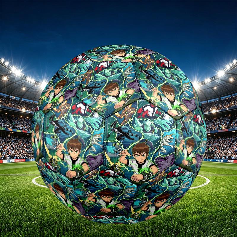 Ben 10 Cartoon Print Size 5 Soccer Ball, PU Wear Resistant Football for Match Training and Daily Practice, Birthday Gift for Soccer Fans