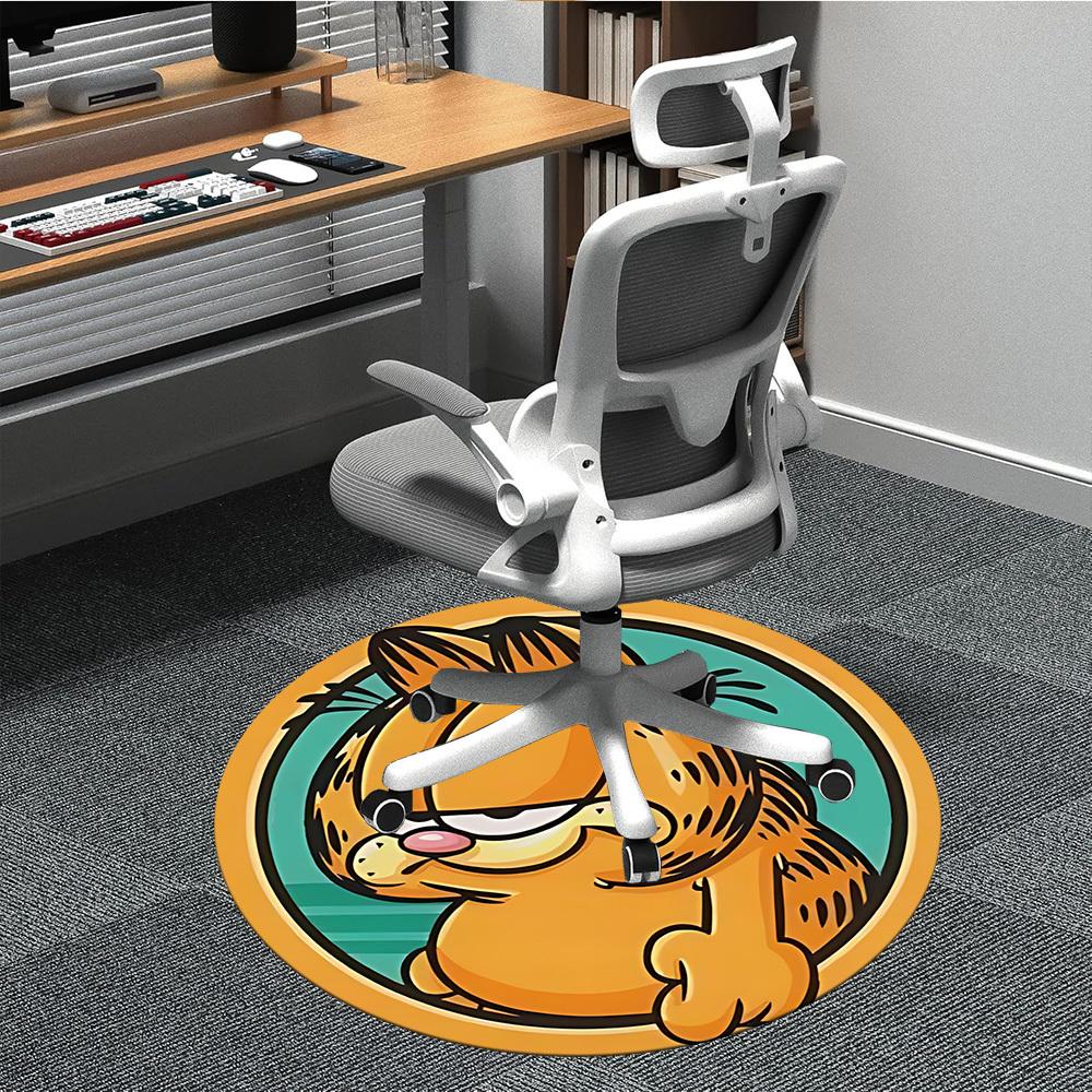 1pc Garfield Cat Office Round Area Rug, Under Office Chairs Bedroom Living Room Home Decor a1022386