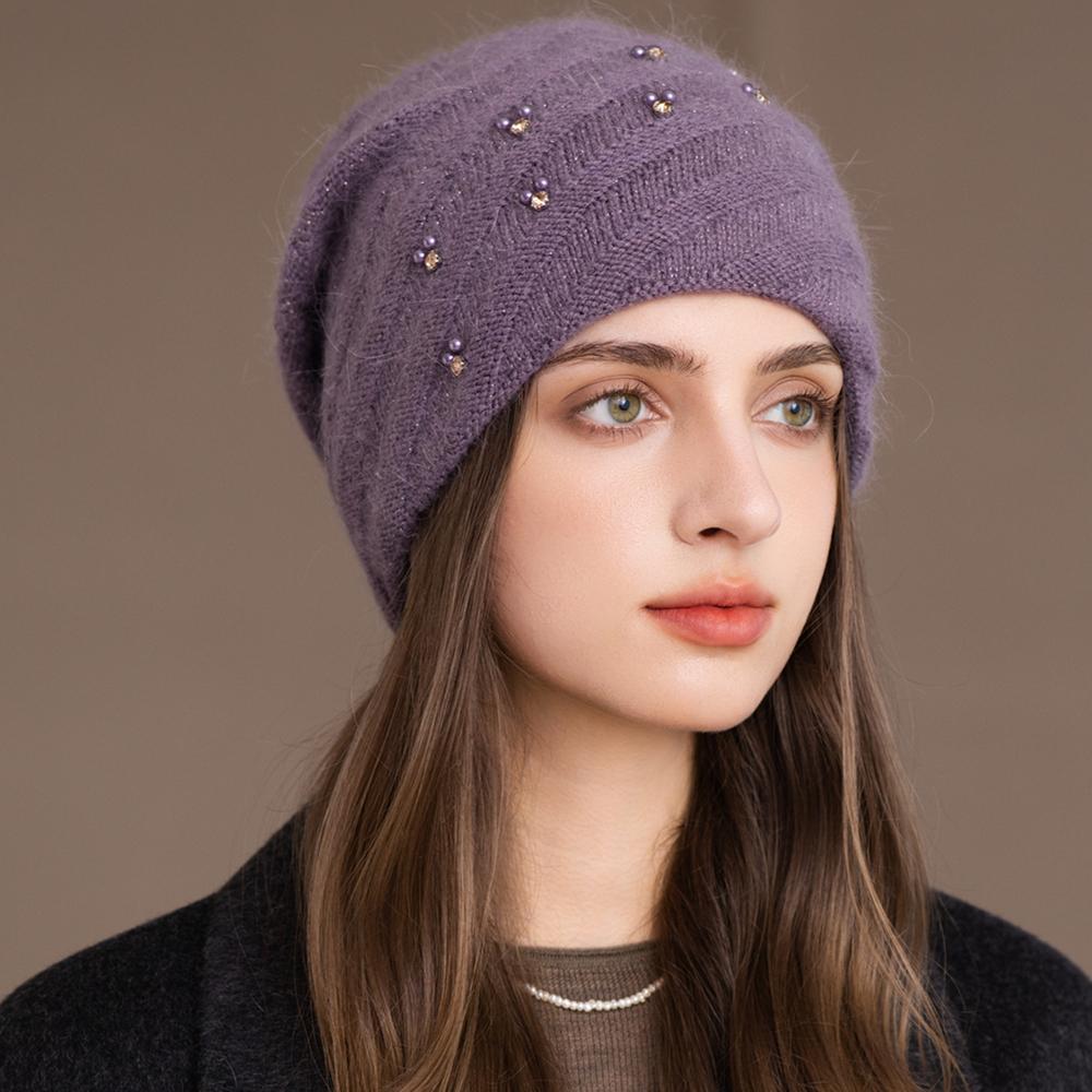 Новая женская зимняя шапка, украшенная шапка-бини, круговой стиль намотки, смесь кроличьего меха, теплая зимняя шапка, Y2K, женская уличная вязаная шапка