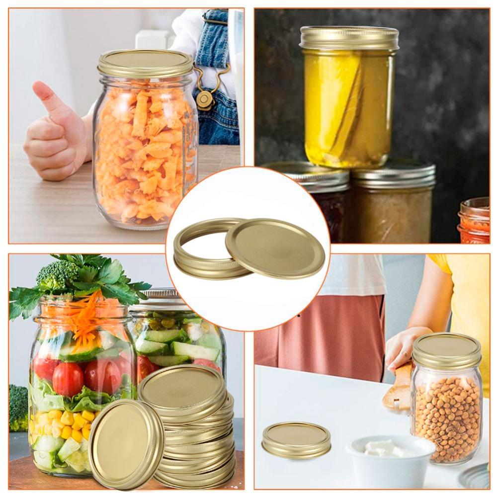 10Pcs 70mm/86mm Canning Jar Covers Silver/Gold Food Container Sealing Covers  Food Storage