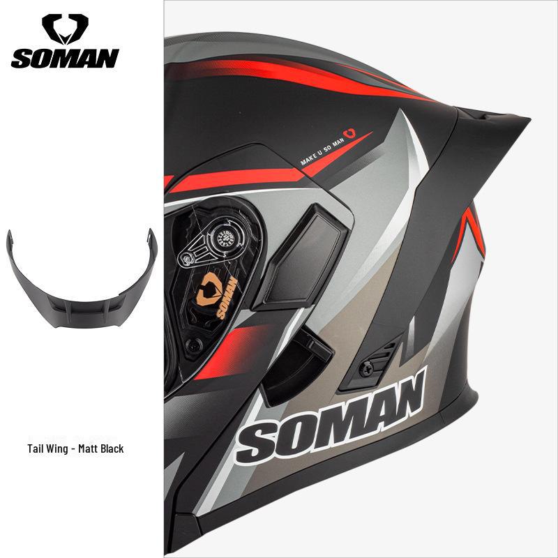 "SM955-S Motorcycle Helmet Tail Wing - Stylish, Unisex Accessory for All-Season Riding"