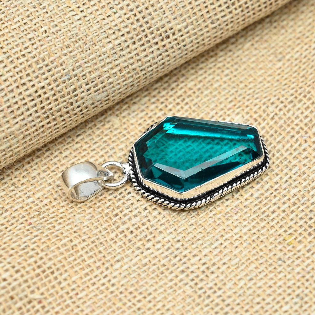 Аква-апатит, драгоценный камень 925, твердое серебро, ювелирные изделия, подвеска ручной работы для нее