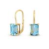 Серьги-подвески из швейцарского голубого топаза с изумрудной огранкой CTW для женщин с застежкой-рычагом, желтое золото 14 карат, «традиционное серебро 925 пробы с покрытием 4,50 пробы»