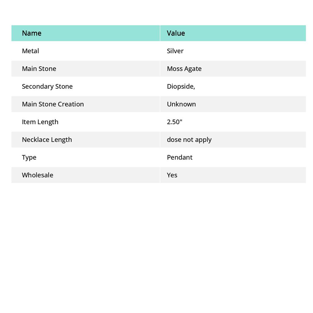 Подвеска из хромдиопсида и агата из мохового камня, подарочное украшение ручной работы 2,5 дюйма k9C47