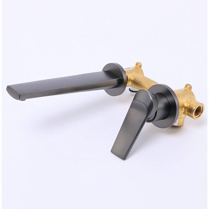 Brass Gun Grey/Brushed Gold Bathroom Basin Faucet Hidden Mount Wall-mounted Faucet Cold And Hot Mixer Sink Tap Chrome Black