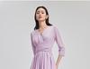 Acetic Acid Strap Waist Cinching Temperament Seven Quarter Sleeve Thin Dress