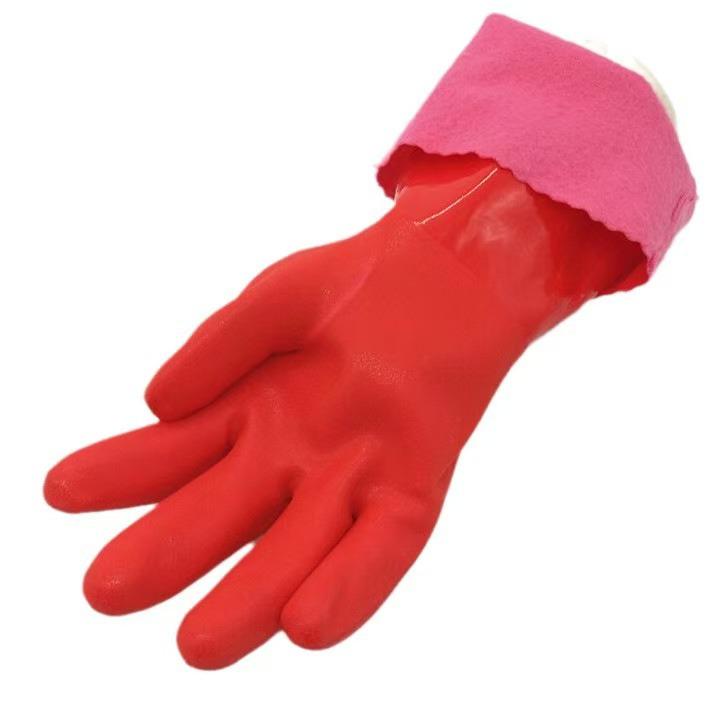Hu Bang Extra-Long Waterproof Fleece-Lined Winter Gloves - Wear-Resistant, Cold-Proof, Thickened for Dishwashing and Housework