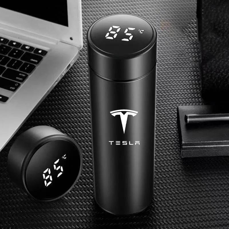 PKWYZ1 500ML Temperature Display Thermos Cup For Tesla Model 3 Model S Model X Model Y Roadster SpaceX Tesla Logo Car Thermos Bottle