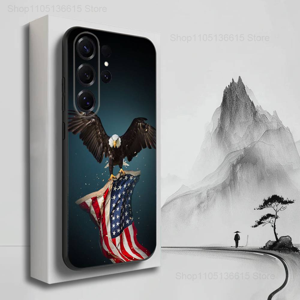 Cool Art Americans Flag Case For Samsung S10,Plus,S9,S22,S25,Ultra,S24,S21,S20,S23,FE,Lite,Soft Silicone Black