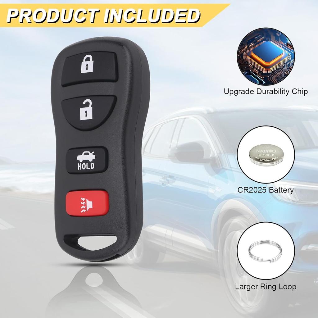 Key Fob Replacement for 2005-2015 Nissan Armada/ 07-17 Sentra/ 02-06 Altima Maxima/ 03-09 350Z/ 04-09 Quest/ 03-09 Infiniti FX35/ 08-11 EX35/ 03-08