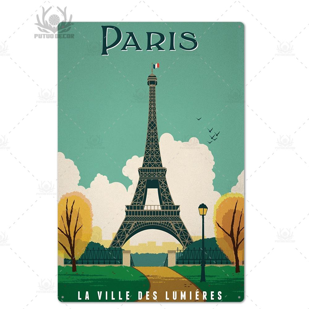 Decor Paris Vintage Tin Sign Plaque Metal Retro British Coffee Bar House Home Living Room Decorative Wall Poster