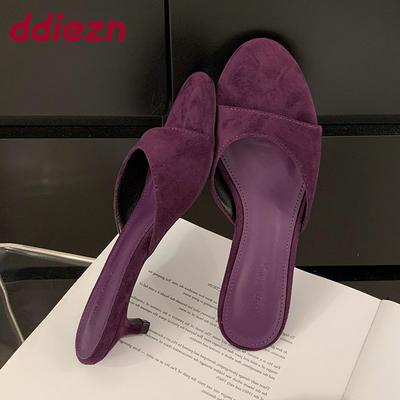 Мода Новинки Обувь Круглый Носок Женские Низкий Каблук Слайды Тапочки Женские Сандалии Обувь Мода Флок Женские Каблуки Тапочки Обувь Туфли-лодочки