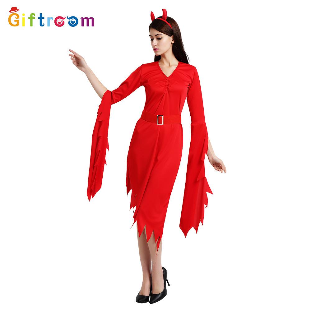 Carnival holiday party cosplay long sleeves sexy red witch witch dress up suit game uniform seduction
