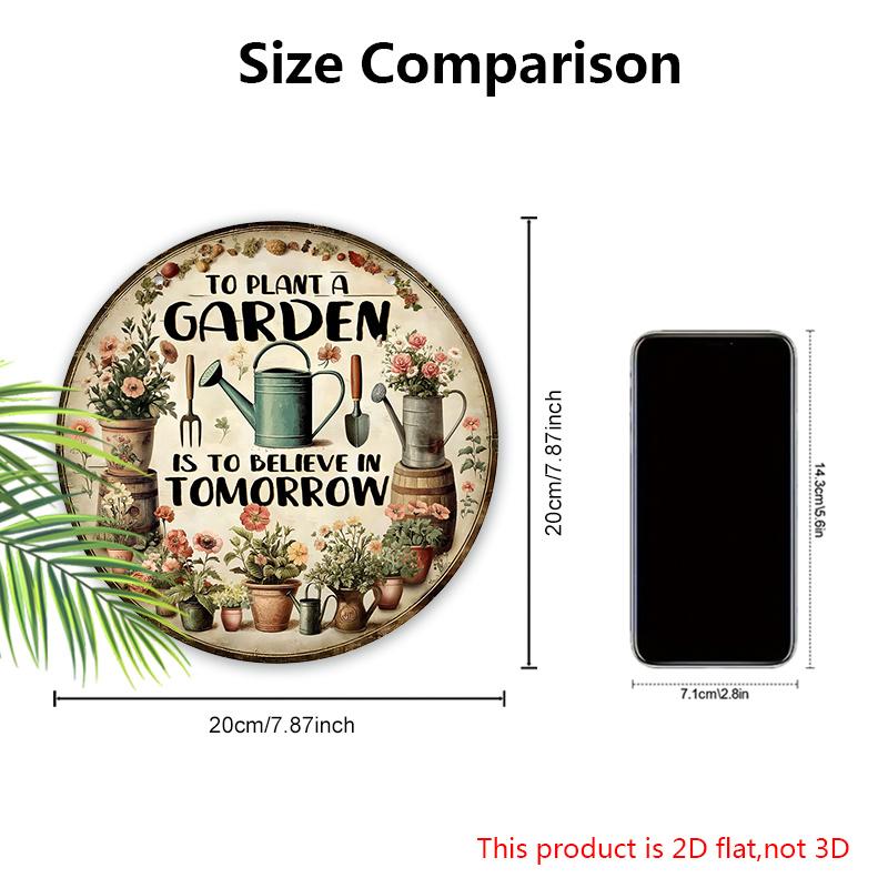 Винтажная деревянная табличка для сада, Очаровательная круглая табличка для сада и входной двери, Настенный декор - Идеальный подарок для любителей растений