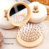Foldable Hair Brush with Mirror Soft Bristles Scalp Massage Cartoon Bowknot Bunny Portable Hair Detangling Styling Comb Hairdressing Tools