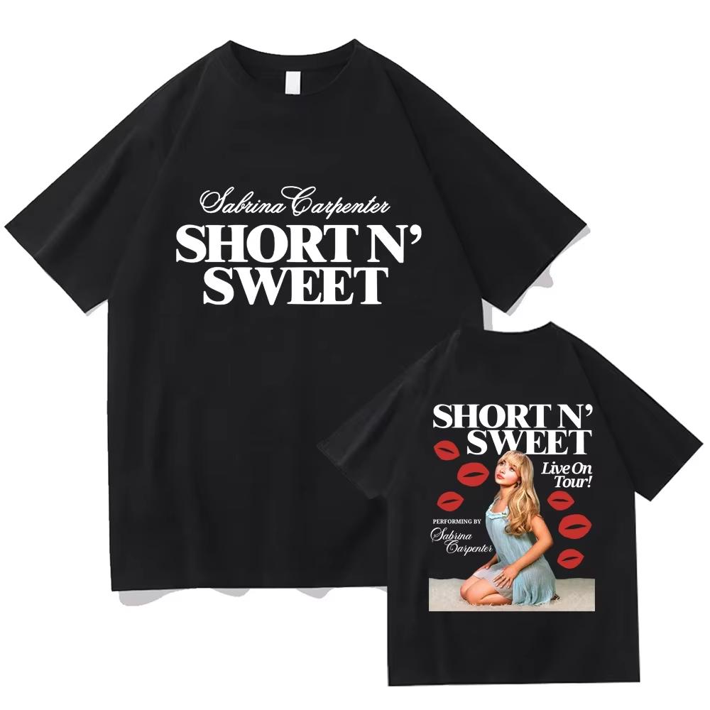 Сабрина Карпентер Short N Sweet Live On Tour 2024 Футболка Модная Унисекс Эстетика Ретро Футболка Нейтральная Повседневная Футболка
