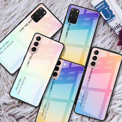 Чехол из закаленного стекла для Samsung Galaxy S21 Ultra S20 FE S10 Plus Note 20 10 Lite S9 S8 9 S10e, чехол для телефона с постепенным изменением, пословица