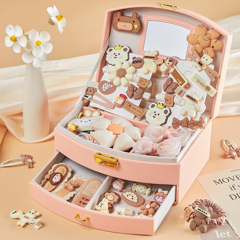 Детский набор принцессы, шкатулка для украшений, аксессуары для волос для девочек и малышек, коробка для хранения
