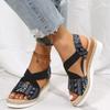 Летние новые женские туфли большого размера, эластичные босоножки на танкетке с открытым носком, импортные босоножки на платформе
