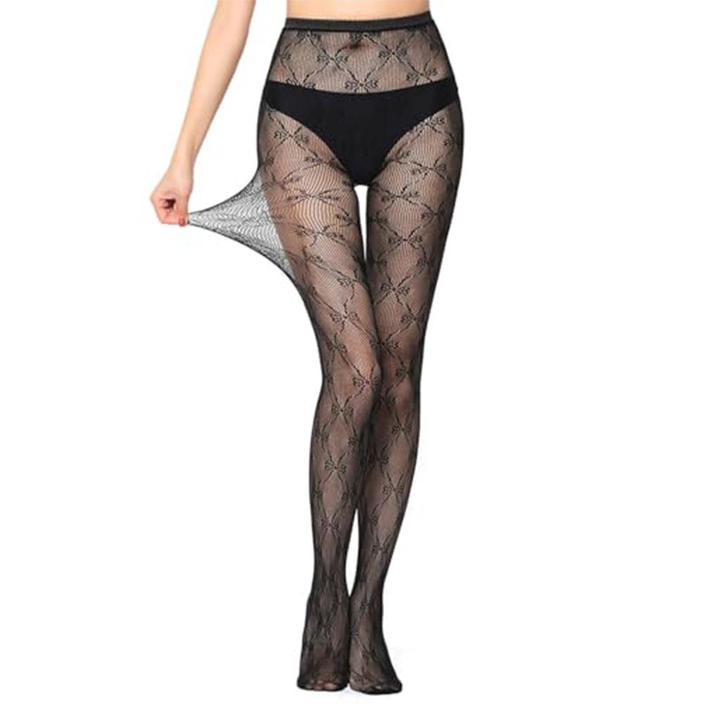 Butterfly and Love Heart Patterned Fishnets Leggings Plus Size Lace Tights for Women
