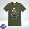 Santa Hat Skeleton With Black Cat Funny Festive and Sh*t Christmas Humor T-Shirt