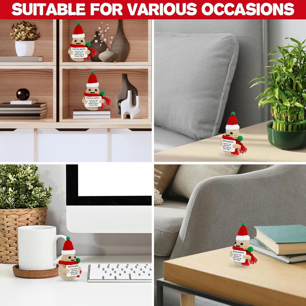 Funny Positive Energy Christmas Potato Doll With Card Home Room Decoration Handmade Knitted Potatoes Ornament Christmas Gifts