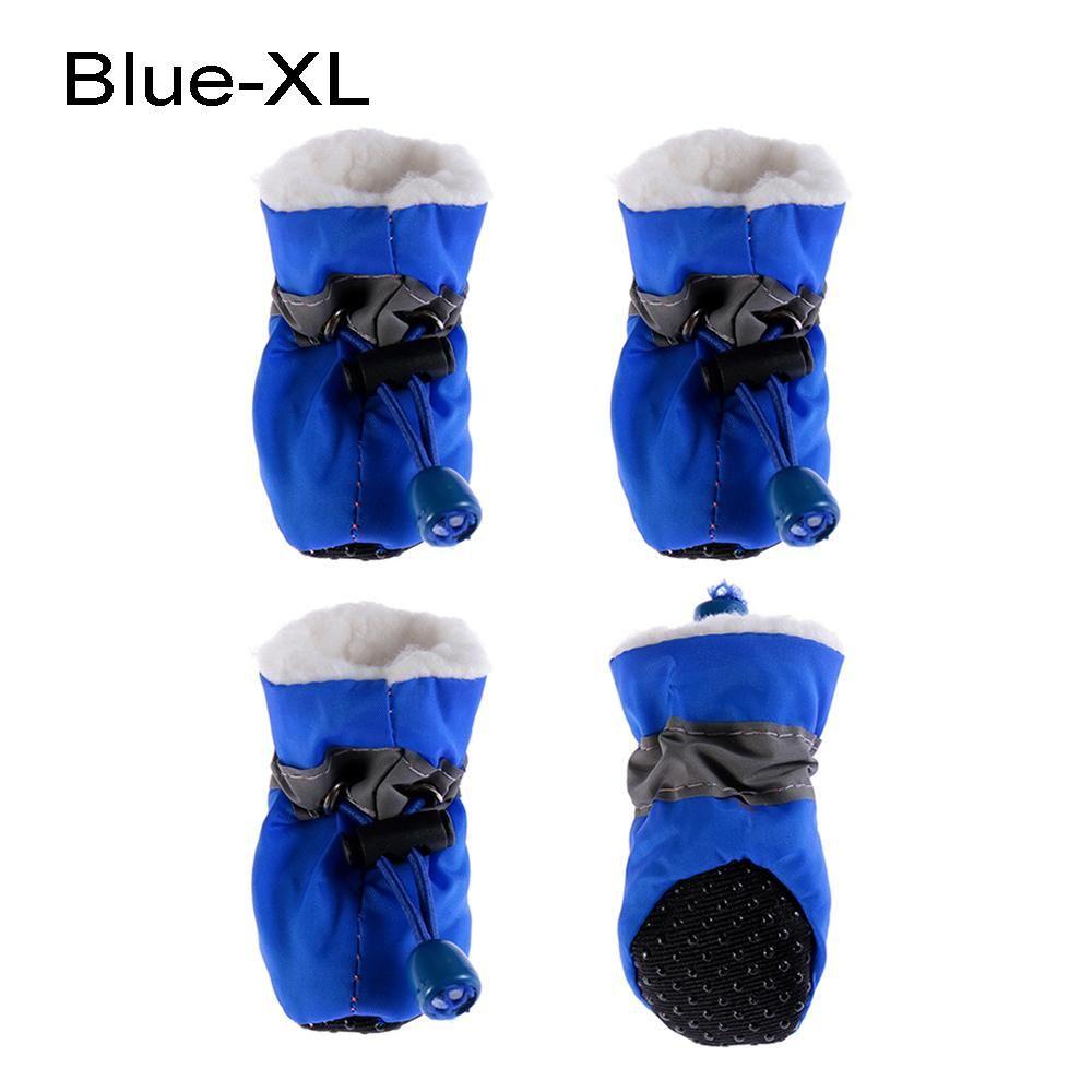 4pcs With Velvet Thick Puppy Socks Anti-slip Footwear Pet Shoes Rain Snow Boots Warm Dog Shoes