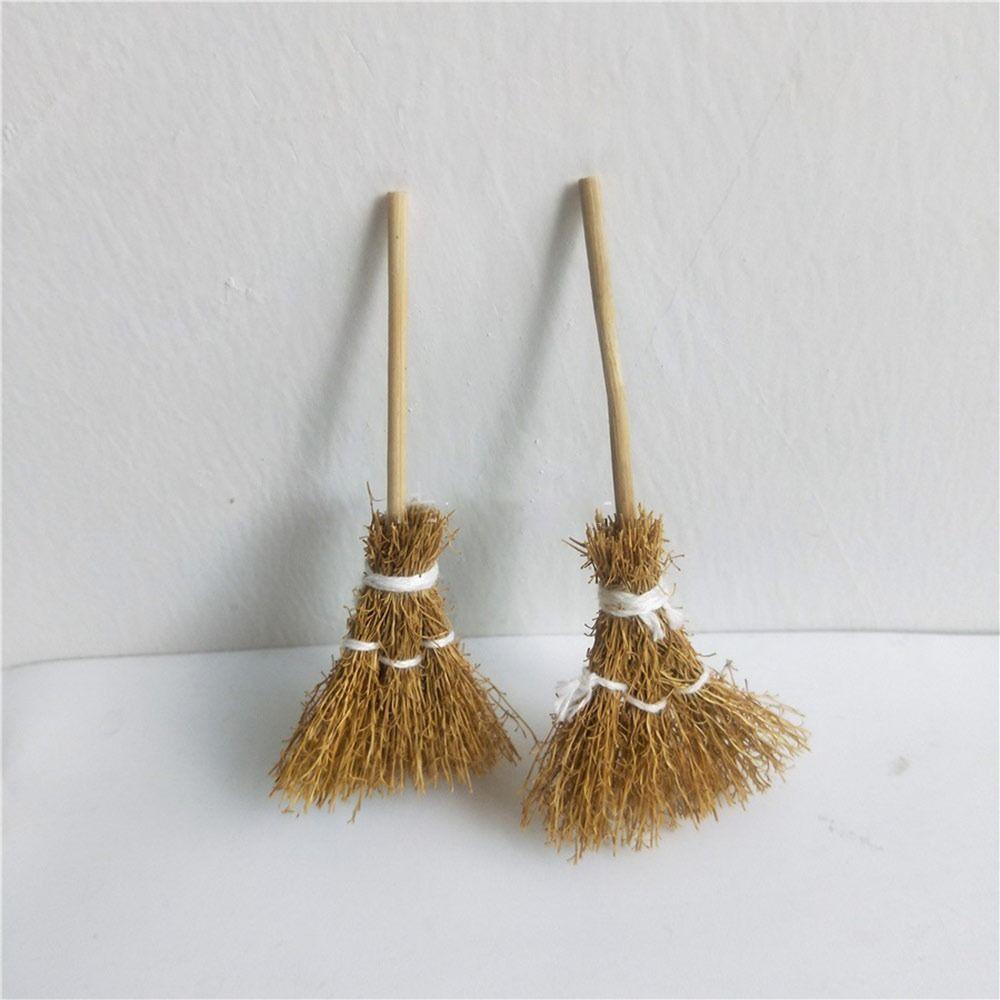 5pcs/Bag Kitchen Garden Witch Straw Brooms Witch Tool Dollhouse Accessories  Halloween