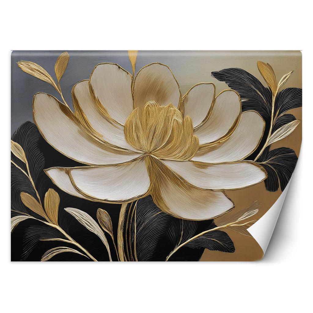 Wallpaper Flower Gold Minimalism