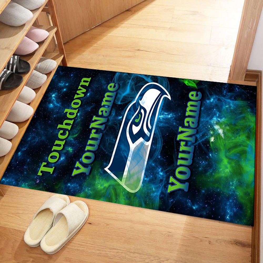 Seattle Seahawks Customizable Name Floor Rug Office Rug Perfect For Balcony Living Rooms Hallway Bedrooms Antislip Rug Decorate Offices