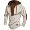 Solid Color Hooded Men's T-shirt Top Pleated Hooded Long Sleeved Lace Up Patchwork Hoodies & Sweatshirts Men’s