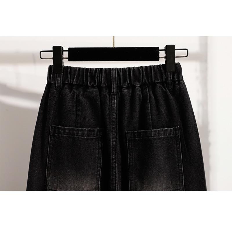 Dimanaf 2025 Осень Женские Джинсы Большого Размера Брюки Клеш Деним Женские Эластичные Базовые С Высокой Посадкой Оверсайз Модные Новые Брюки 5XL