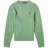 Polo Small Pony Logo Embroidered Crew Neck Cable Knit Sweater Men Sweater Light-Green MNPOSWE16820280-300
