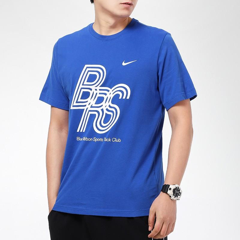 Nike T Shirts Men's Blue Crew Neck Moderate Straight Fit DA7593-480